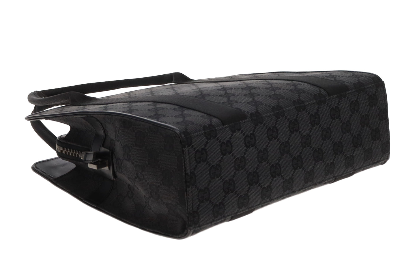 Gucci Tri Pocket Tote Bag Vintage Charcoal GG Canvas