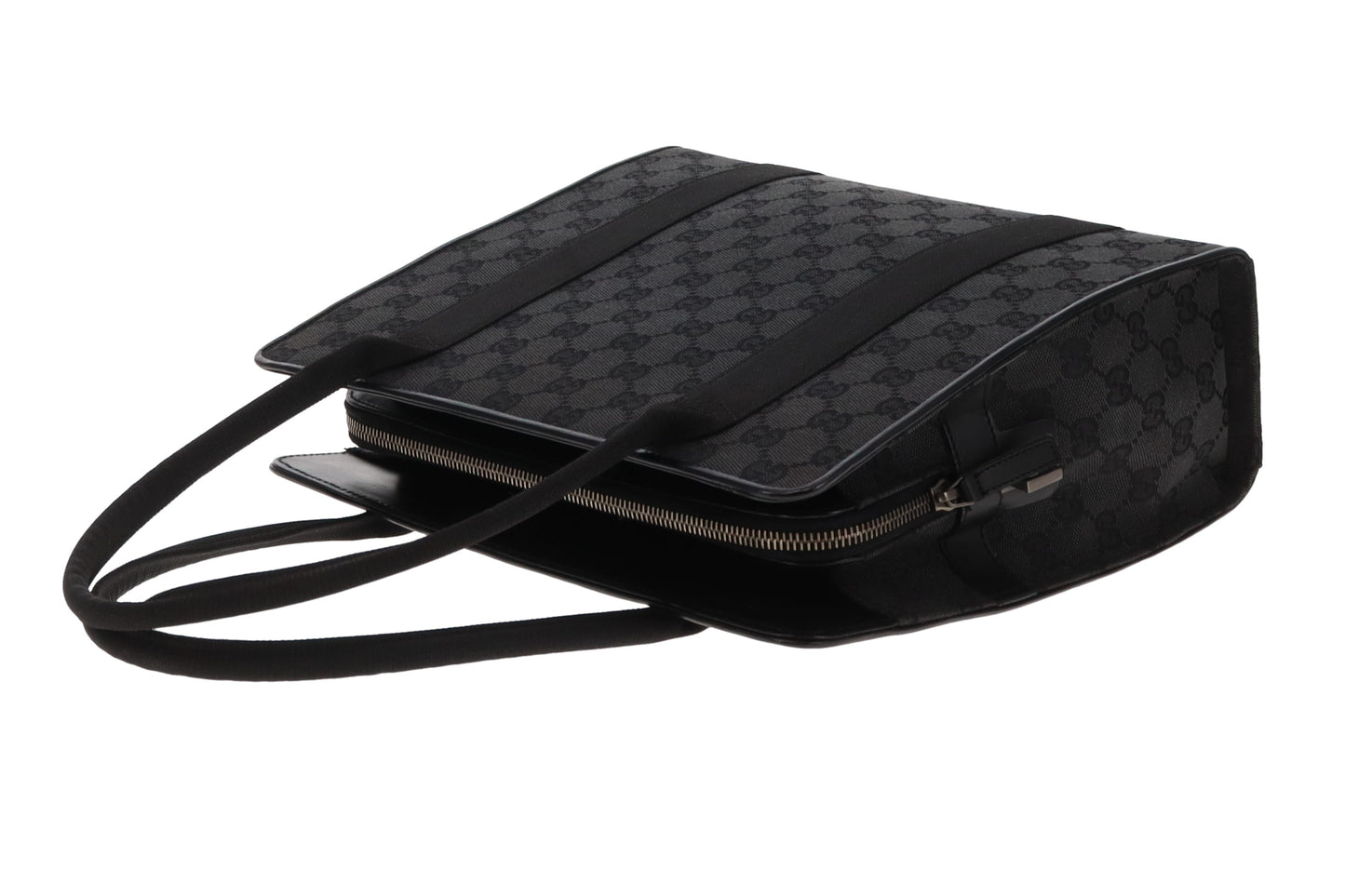 Gucci Tri Pocket Tote Bag Vintage Charcoal GG Canvas