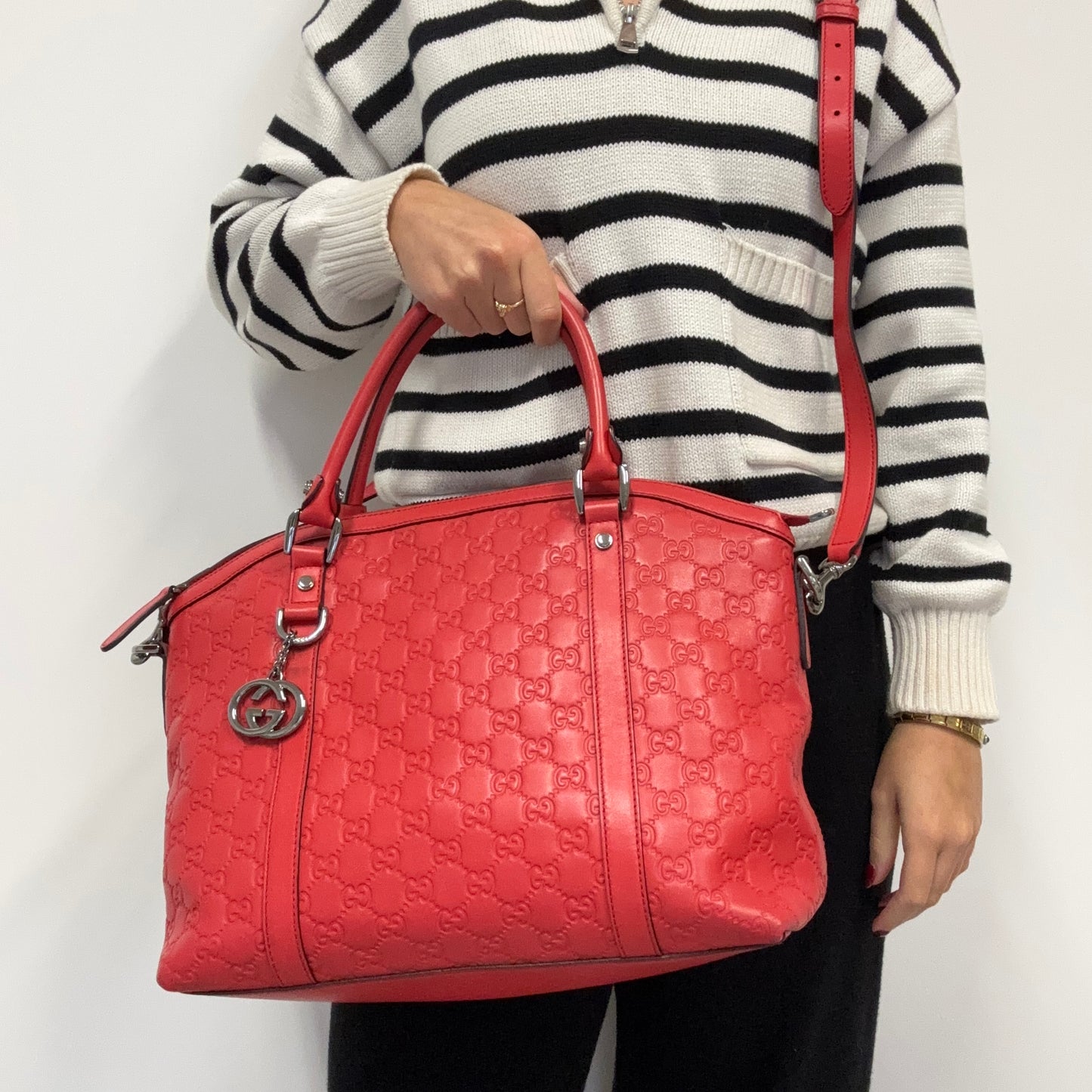 Gucci 2-Way Bag Red Guccissima Leather SHW