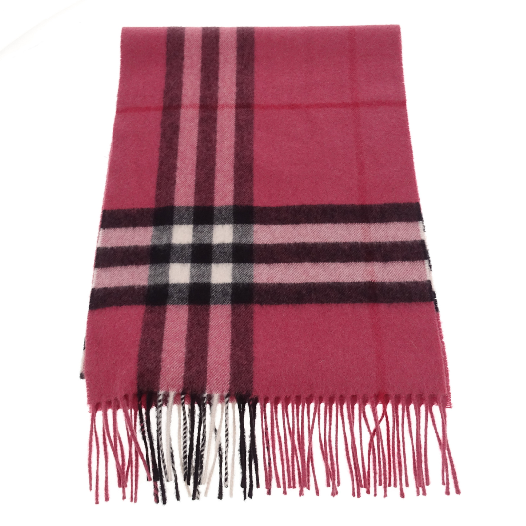Burberry Check Scarf Pink 100% Cashmere