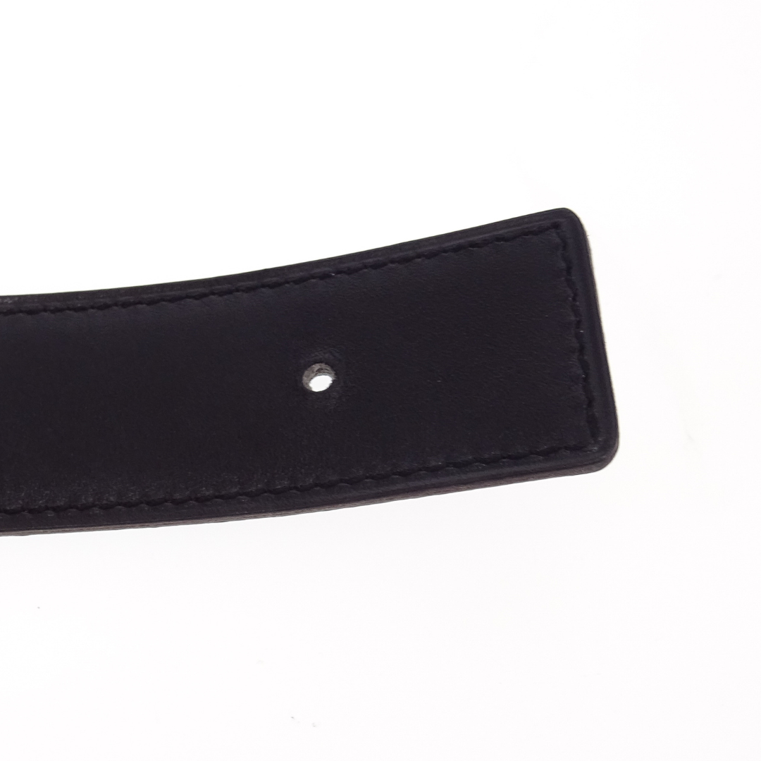 Hermes Clemence & Swift Reversible Belt In Bleu Jean & Black 90cm 2007 (No Buckle)