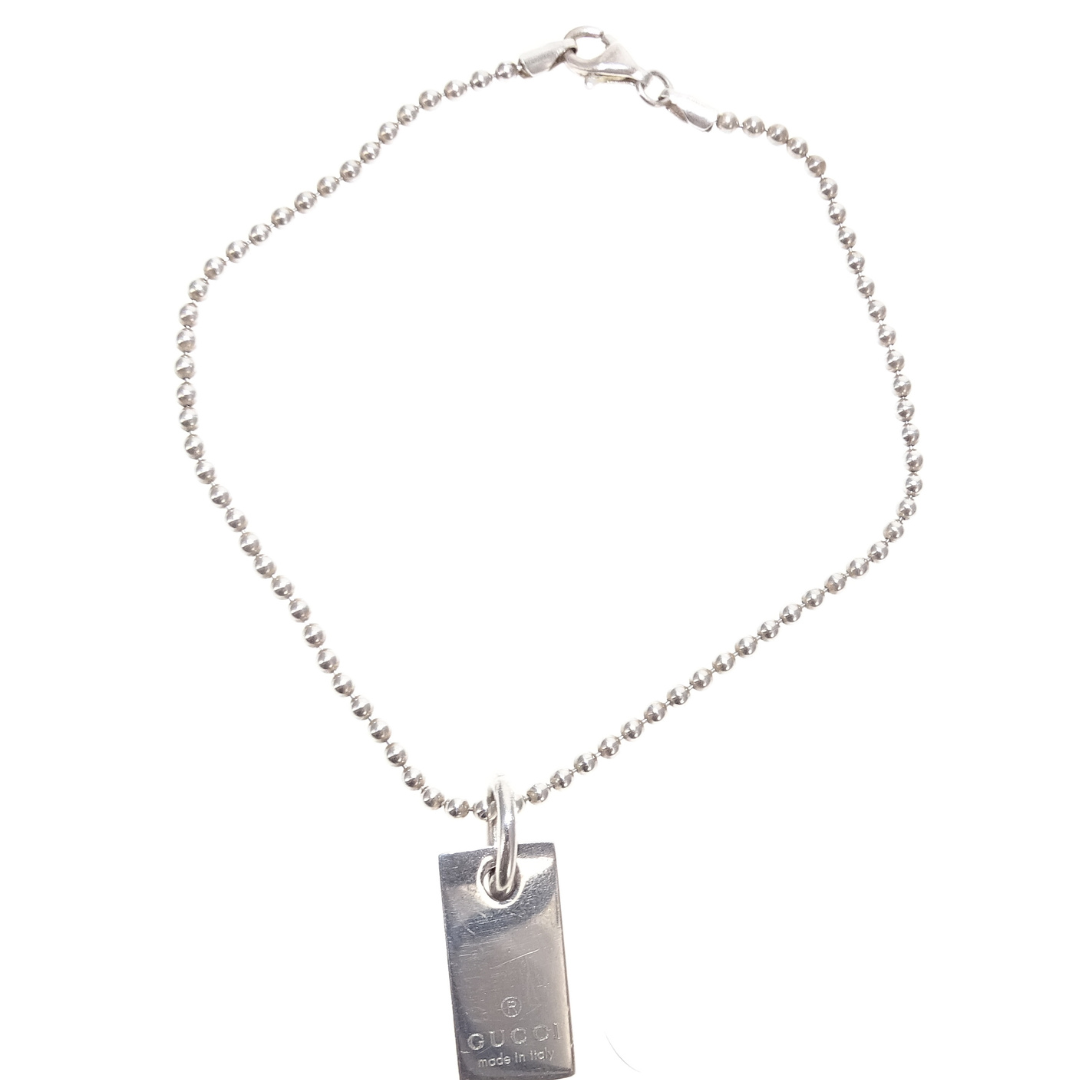Gucci Logo Tag Bracelet Sterling Silver