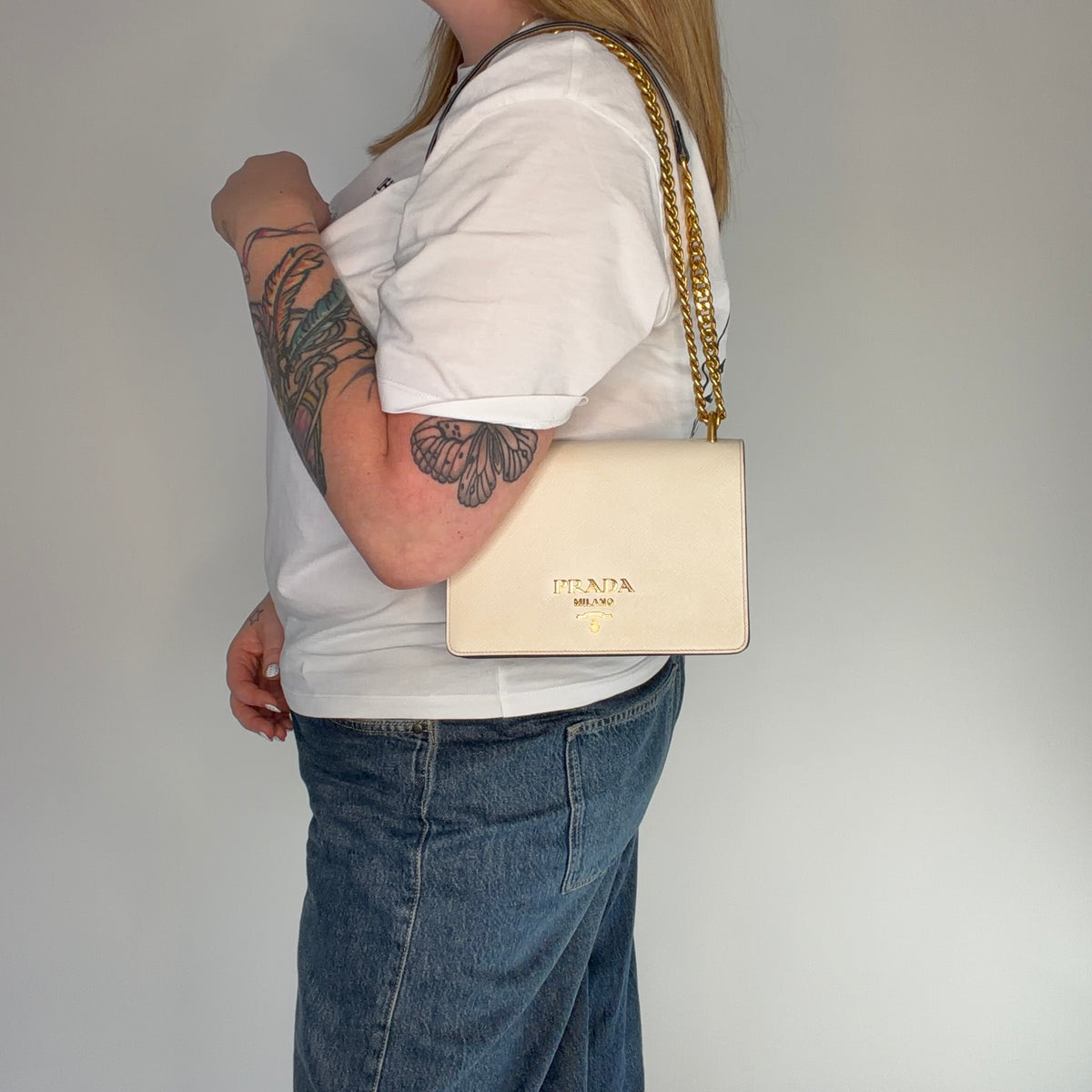 Prada Chain Shoulder Bag Black/White