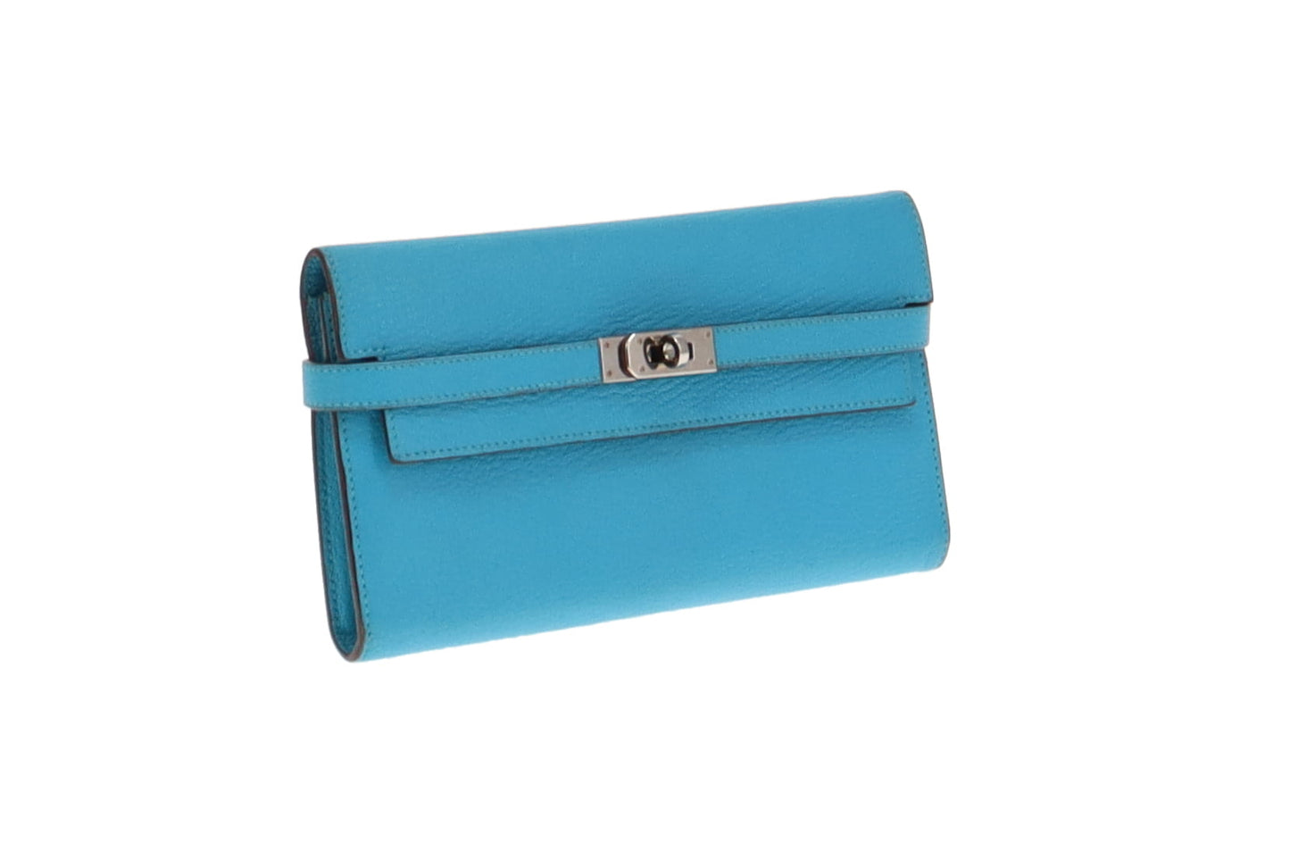 Hermes Bleu Azteque Mysore Goatskin Kelly Classic Wallet 2014