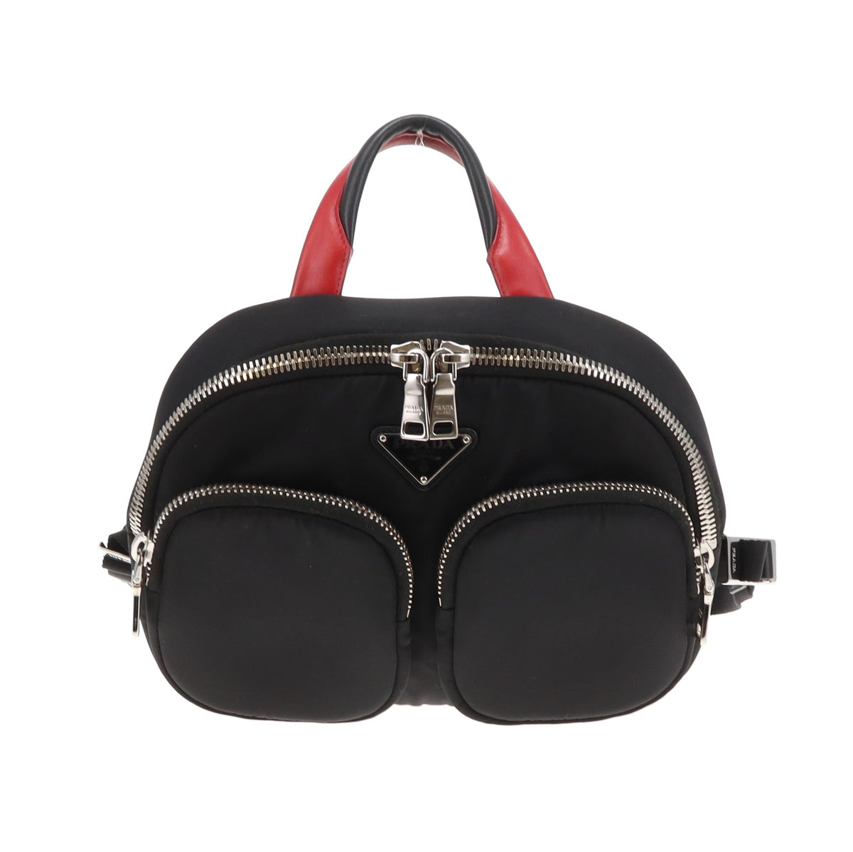 Prada Mini Backpack  Twin Pocket Black and Red Nylon