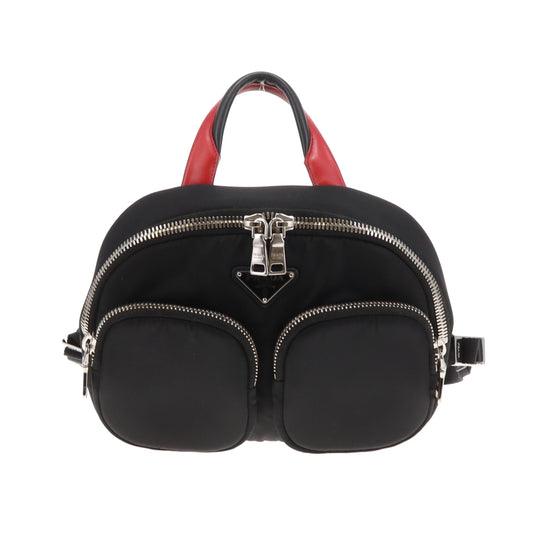 Prada Mini Backpack  Twin Pocket Black and Red Nylon