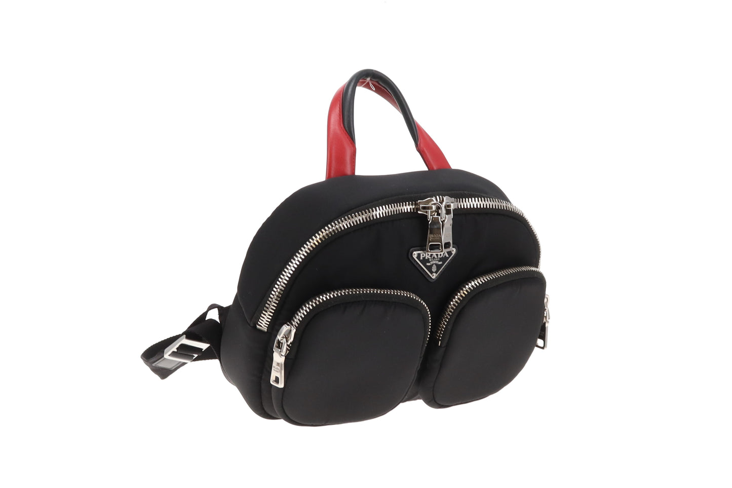 Prada Twin Pocket Mini Backpack Black/Red Nylon