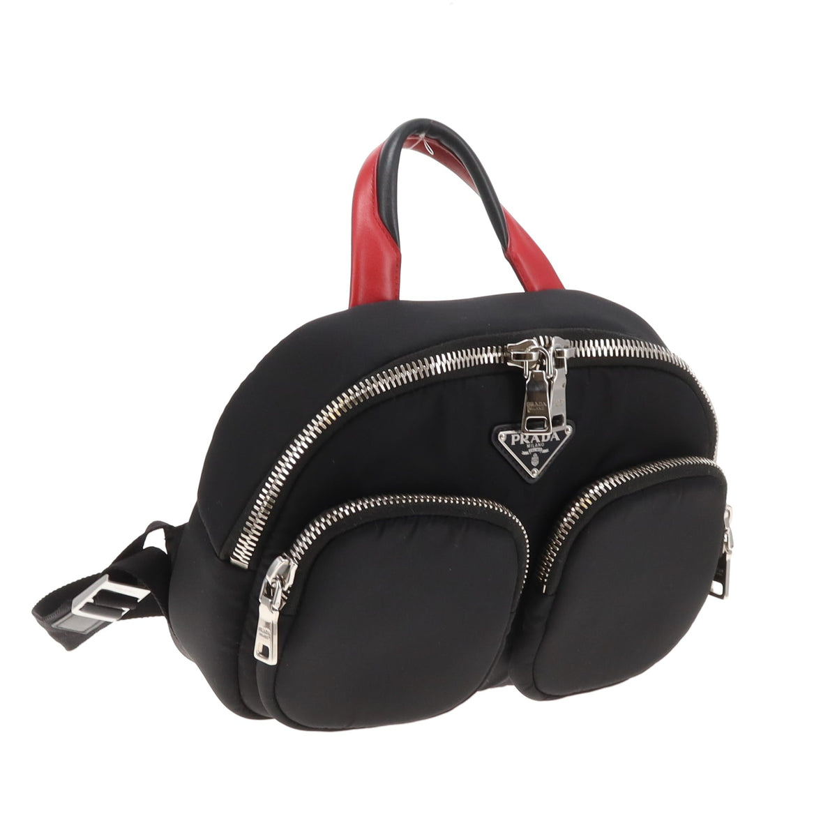 Prada Mini Backpack  Twin Pocket Black and Red Nylon