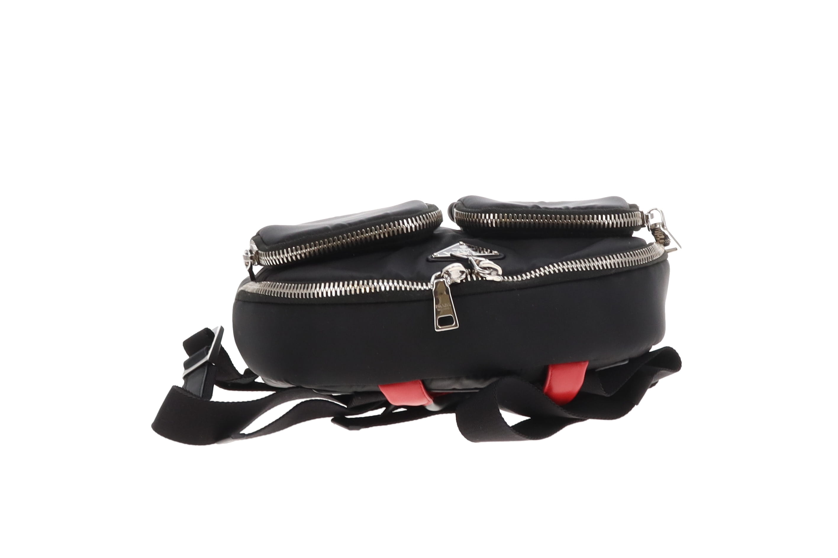 Prada Twin Pocket Mini Backpack Black Red Nylon | Free Worldwide