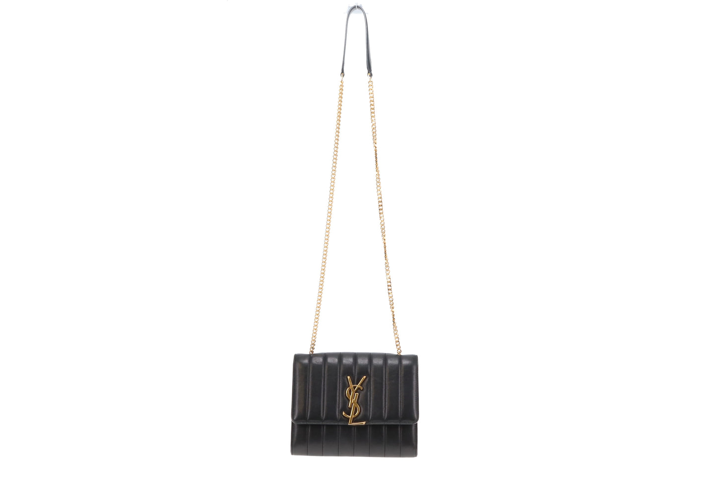 Saint Laurent Vicky Small Quilted Wallet On Chain Black