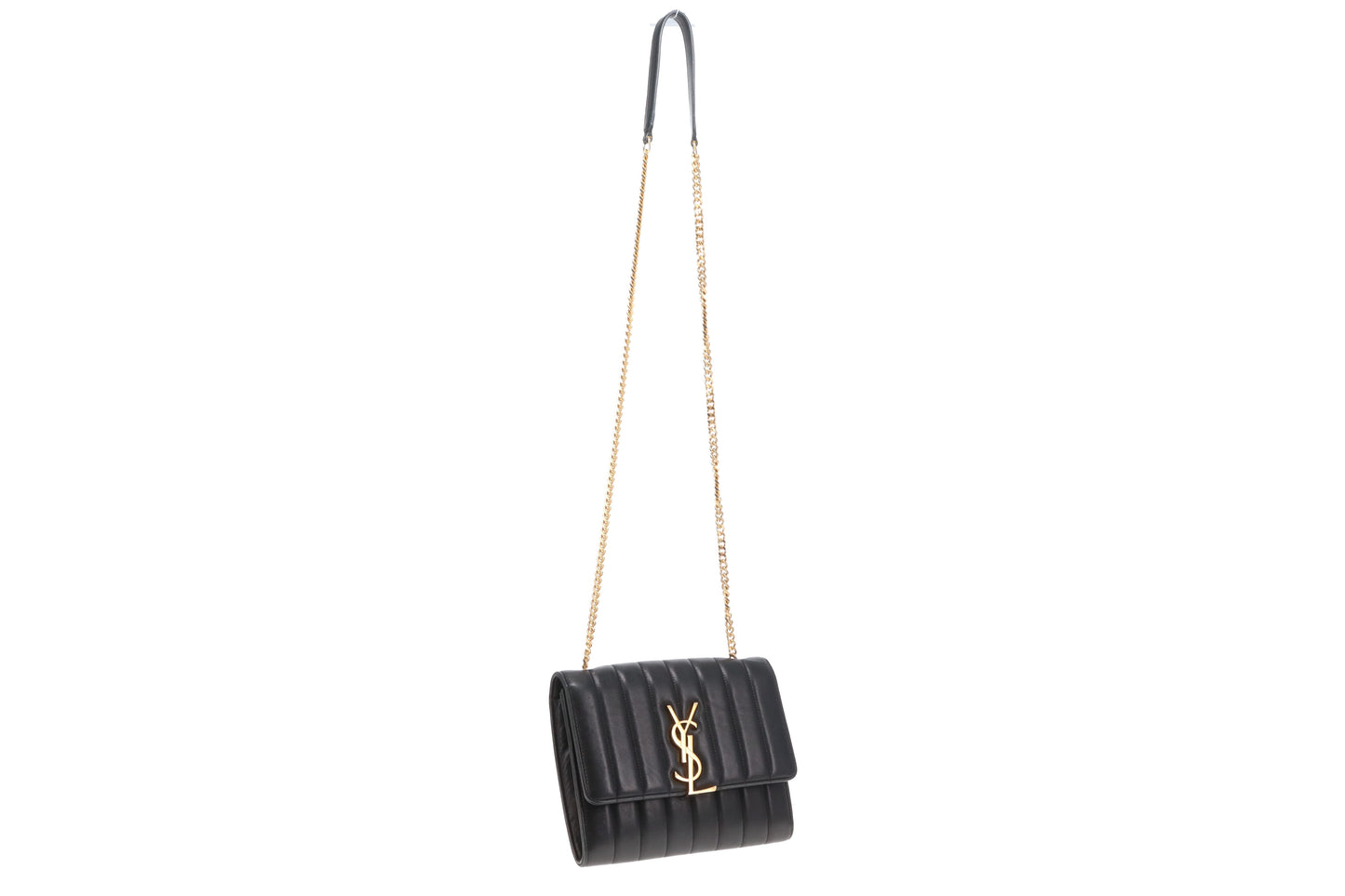 Saint Laurent Vicky Small Quilted Wallet On Chain Black
