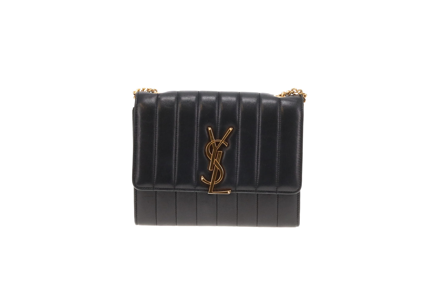 Saint Laurent Vicky Small Quilted Wallet On Chain Black