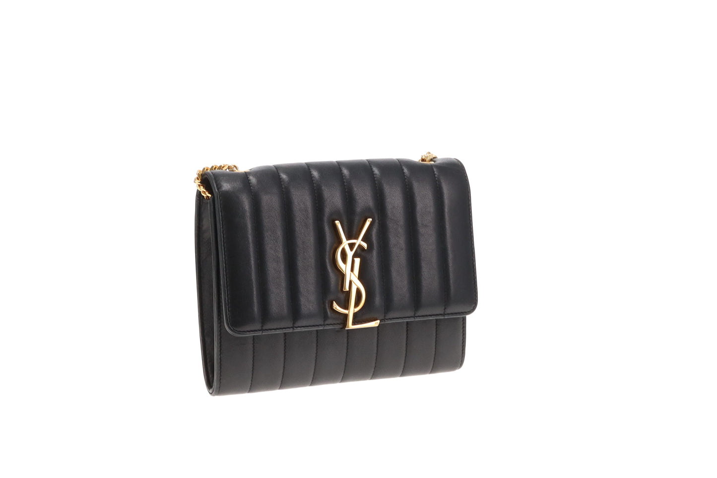 Saint Laurent Vicky Small Quilted Wallet On Chain Black
