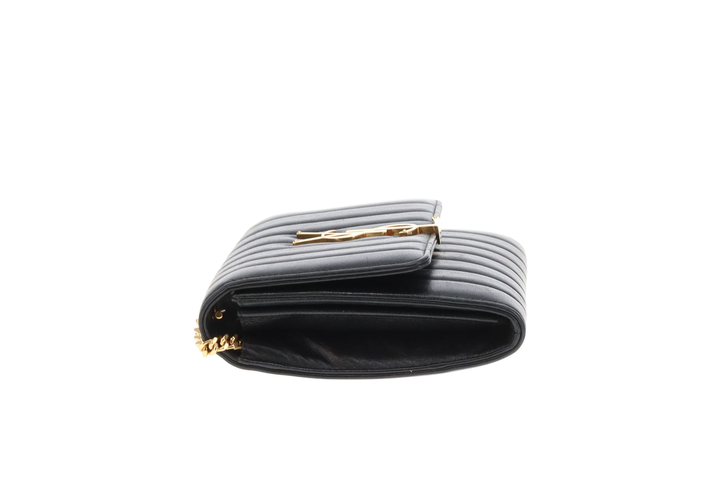 Saint Laurent Vicky Small Quilted Wallet On Chain Black