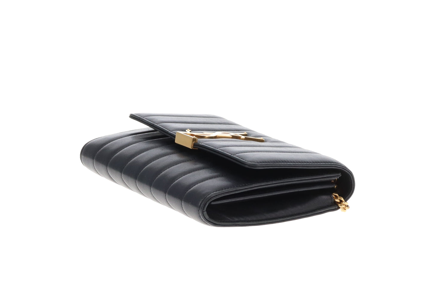 Saint Laurent Vicky Small Quilted Wallet On Chain Black