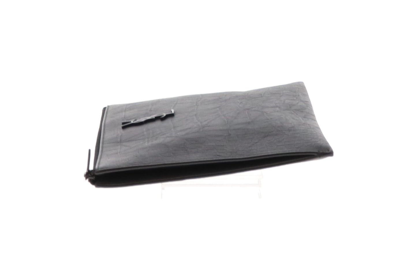 Saint Laurent All Black Croc Embossed Leather Cassandre Pouch 2019