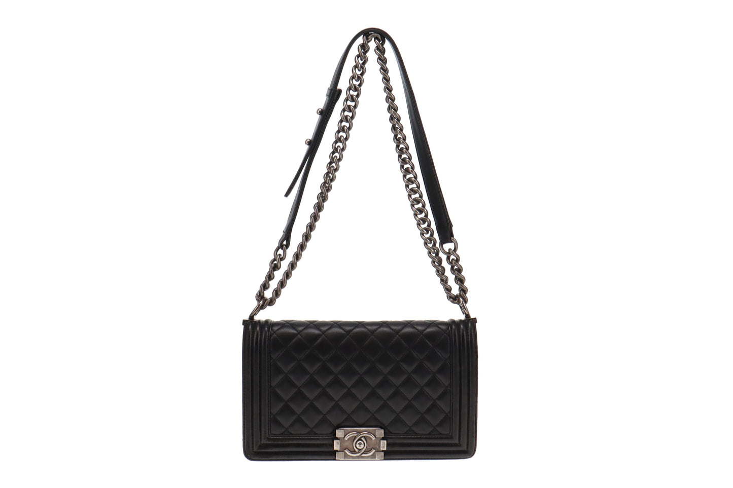 Chanel Black Lambskin Old Medium Boy Bag (21 series) 2015/16