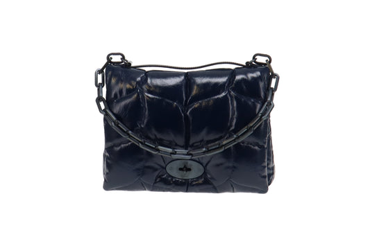 Mulberry Navy Smooth Glossy Leather Softie Pillow Shoulder Bag