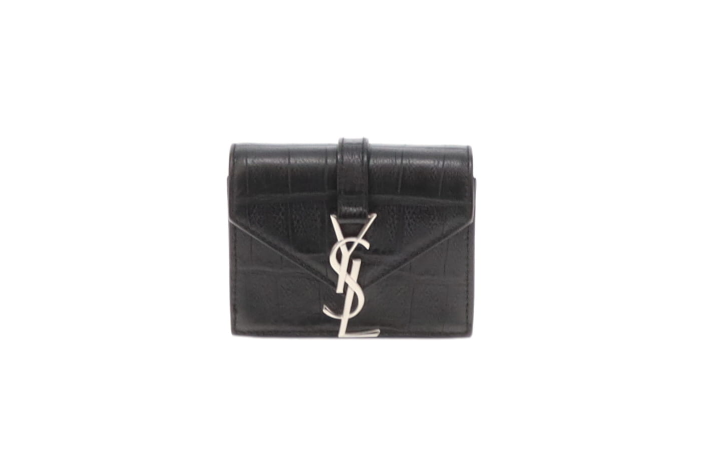 Saint Laurent Black Croc Embossed Leather Mini Candy Bag 2014