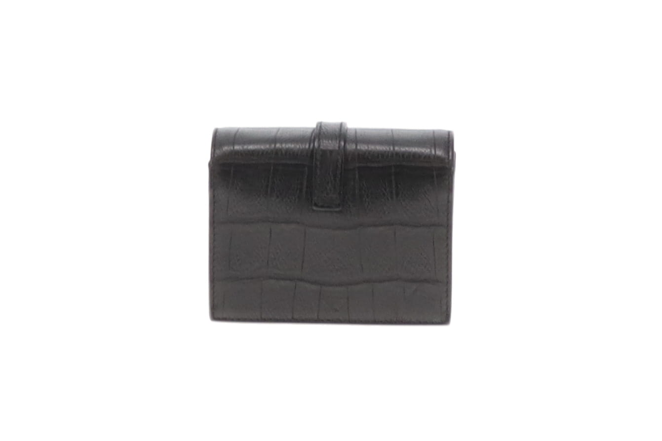 Saint Laurent Black Croc Embossed Leather Mini Candy Bag 2014