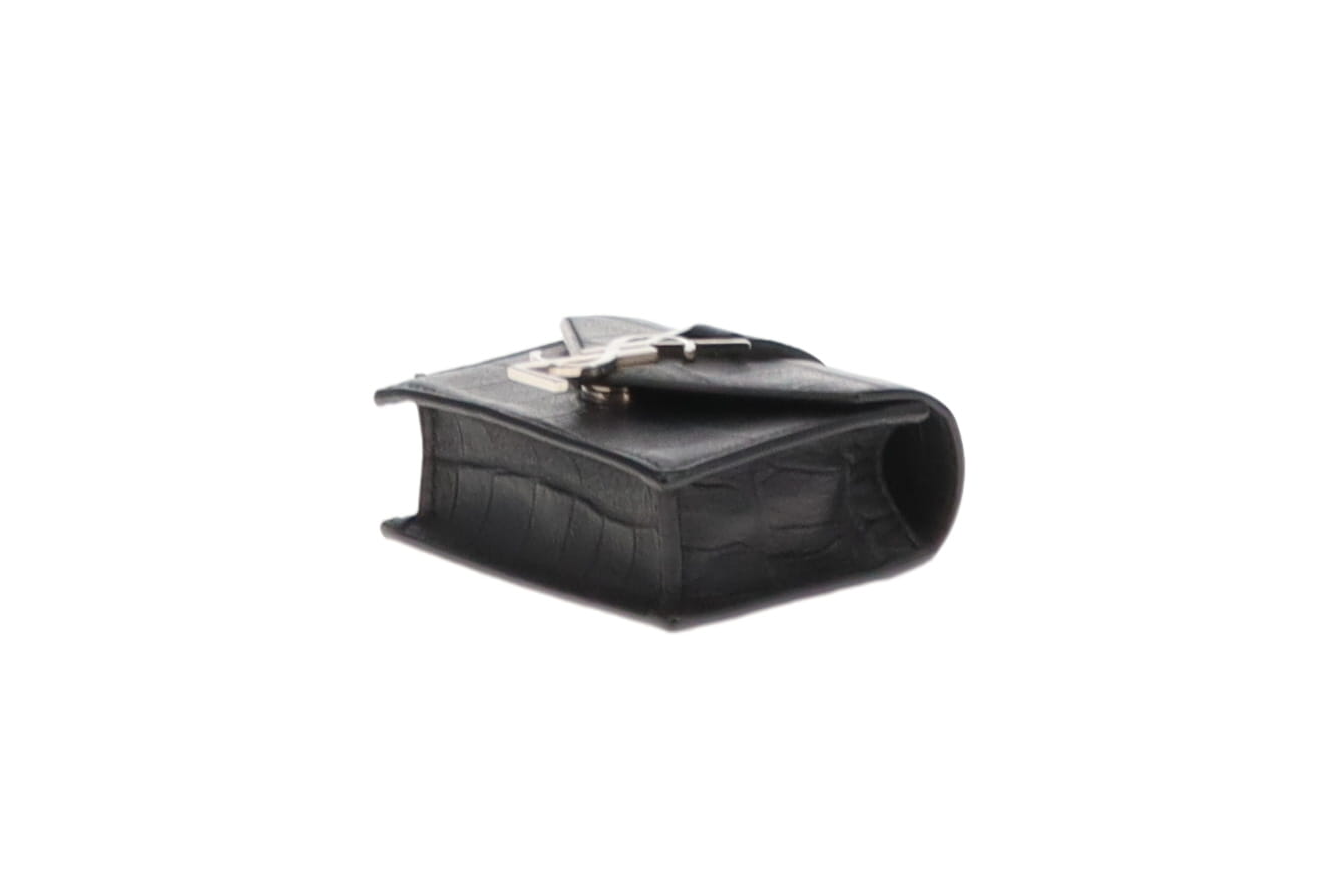 Saint Laurent Black Croc Embossed Leather Mini Candy Bag 2014