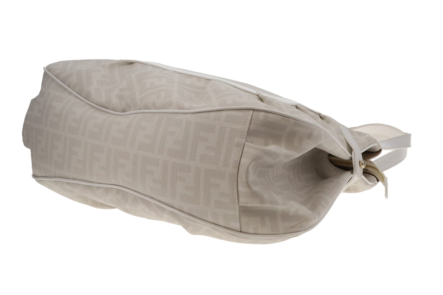 Fendi Shoulder Bag White Zucca Coated Canvas and Leather