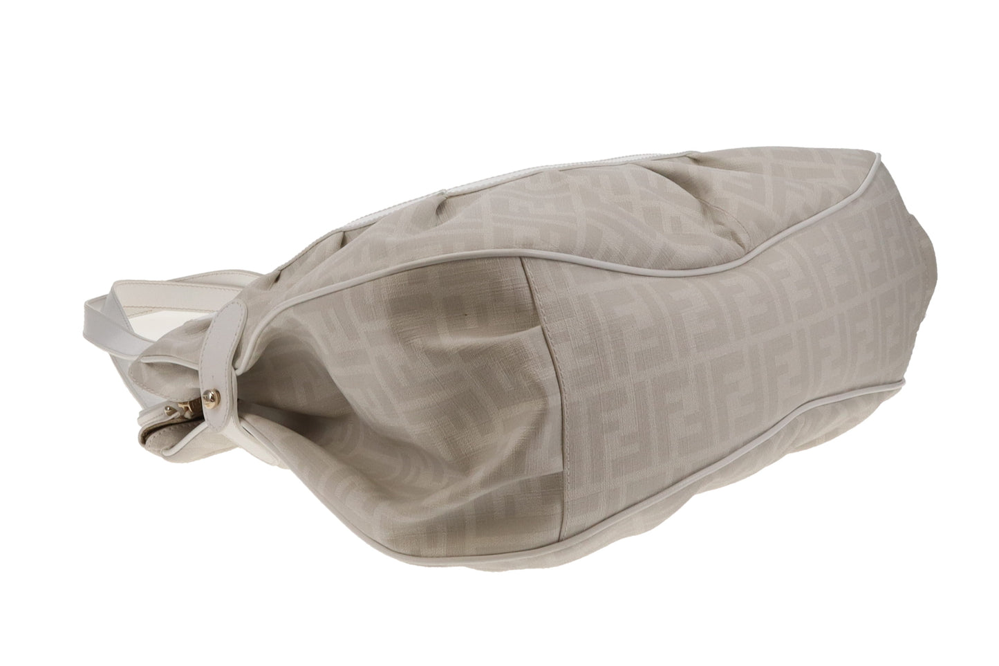 Fendi Shoulder Bag White Zucca Coated Canvas and Leather