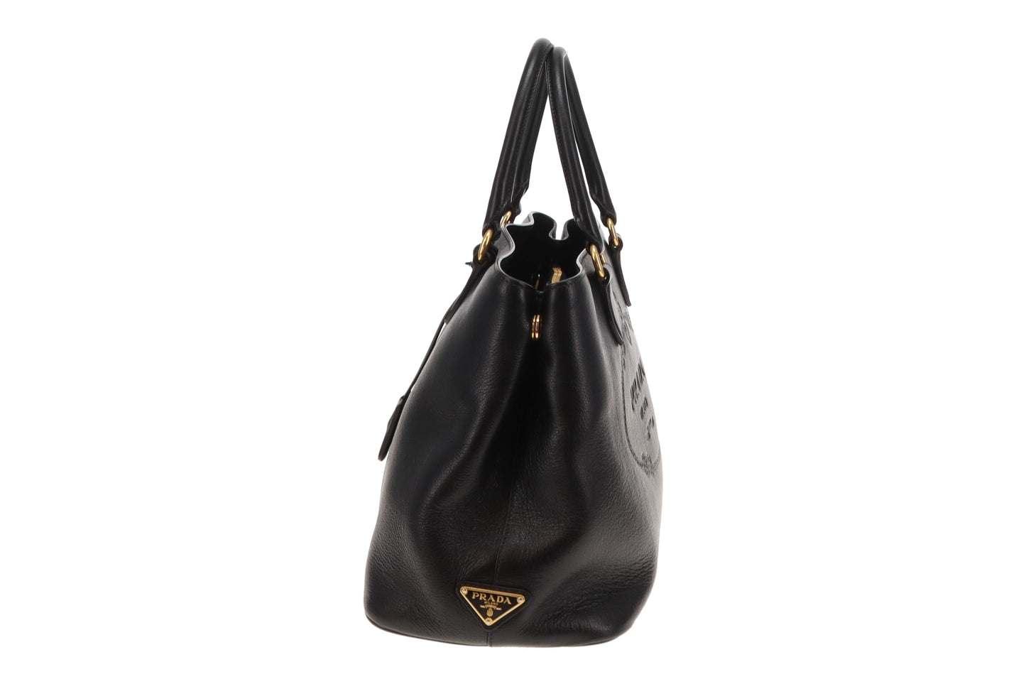 Prada Logo Glace'Calf Tote With Shoulder Strap