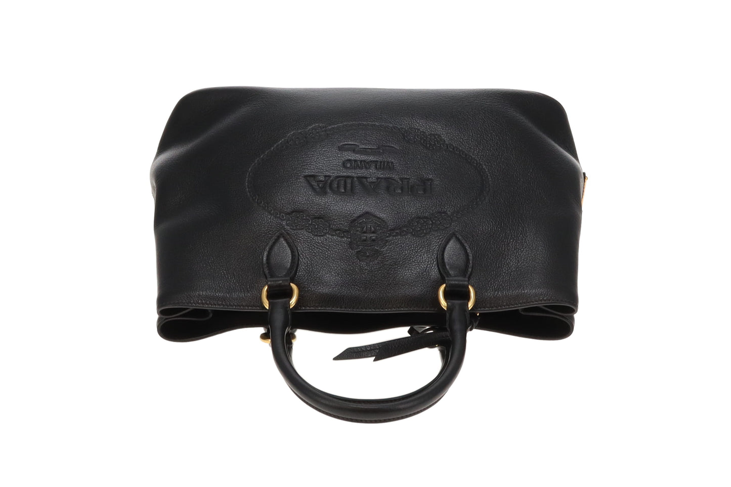 Prada Logo Glace'Calf Tote With Shoulder Strap