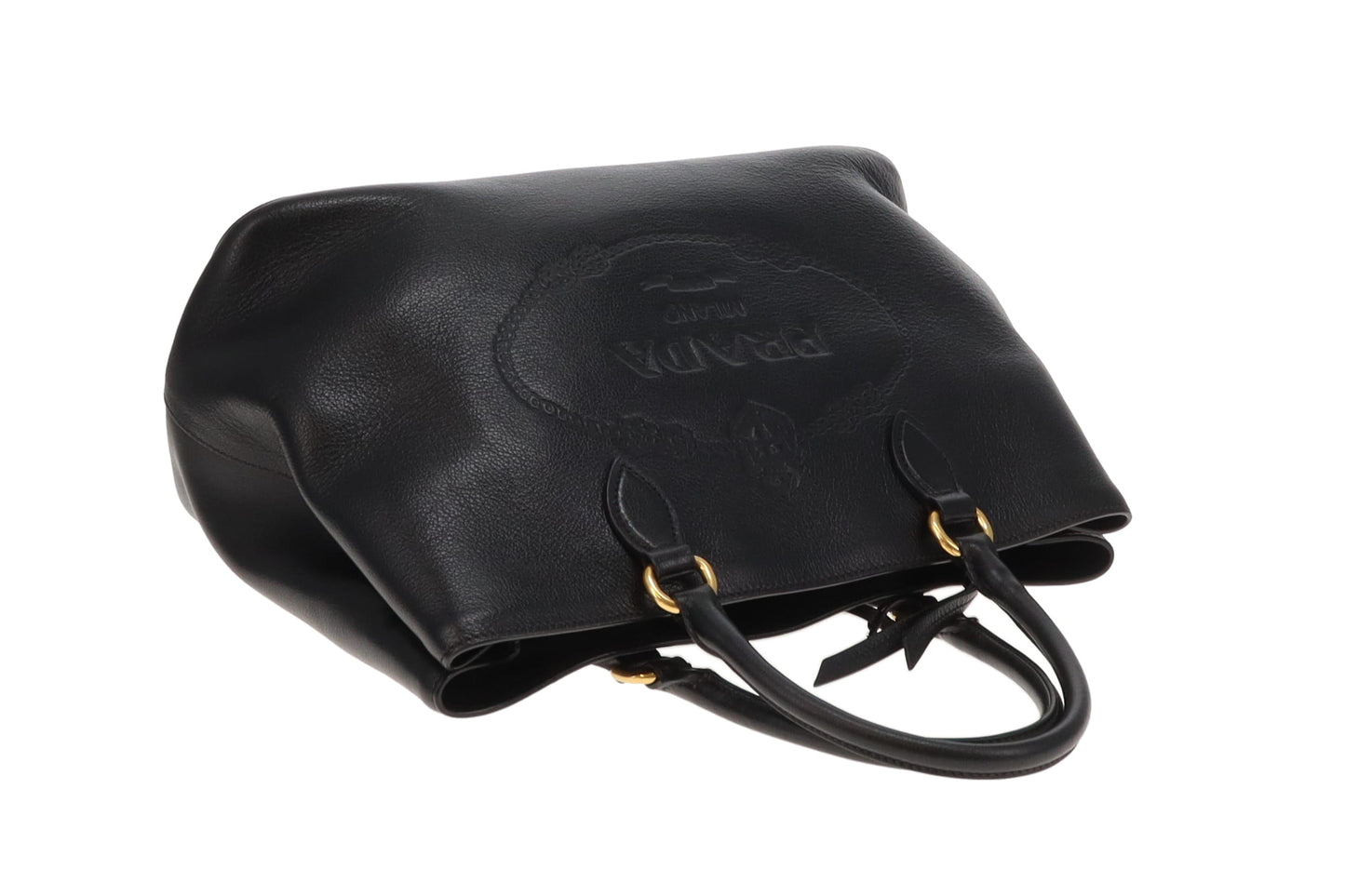 Prada Logo Glace'Calf Tote With Shoulder Strap