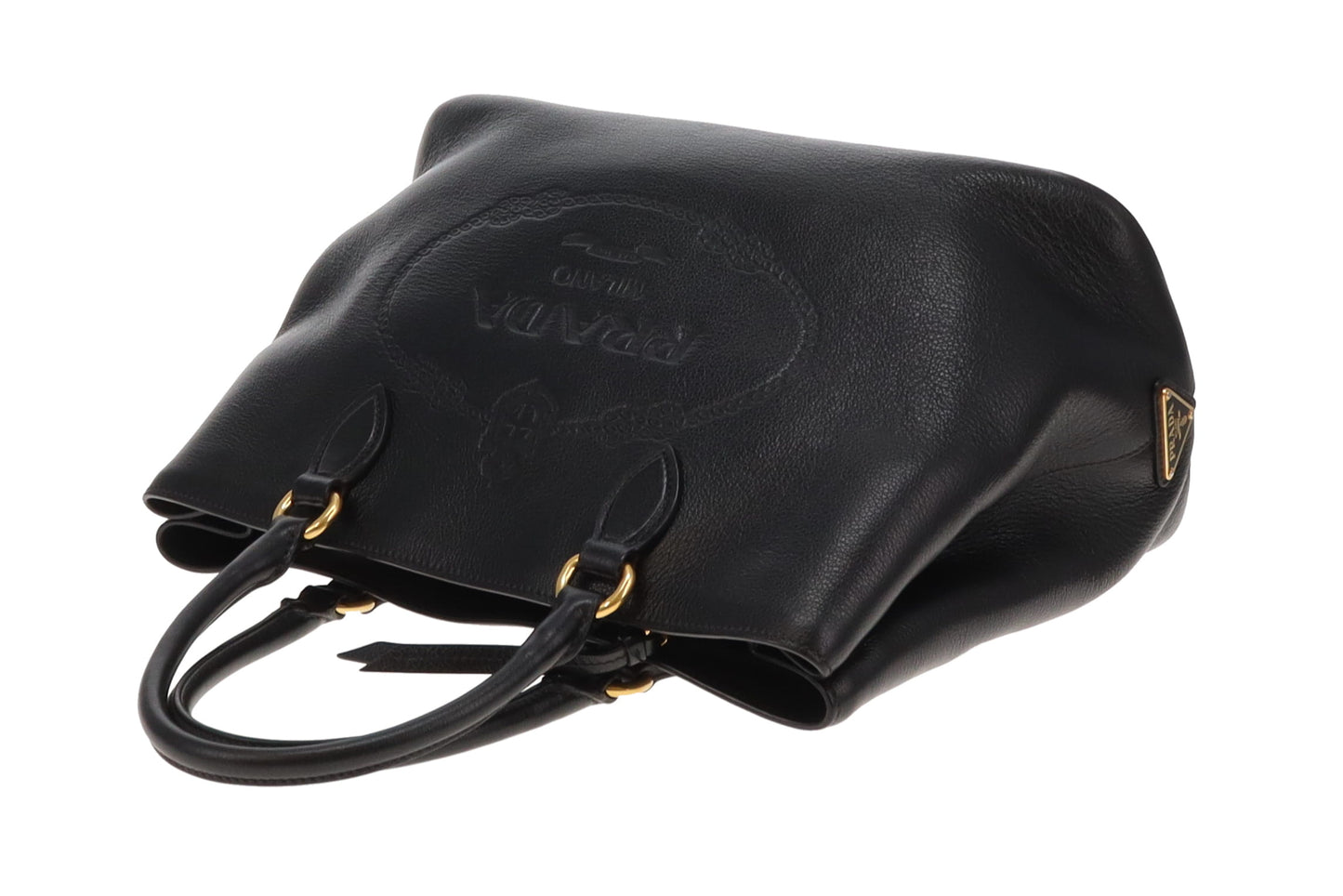 Prada Logo Glace'Calf Tote With Shoulder Strap
