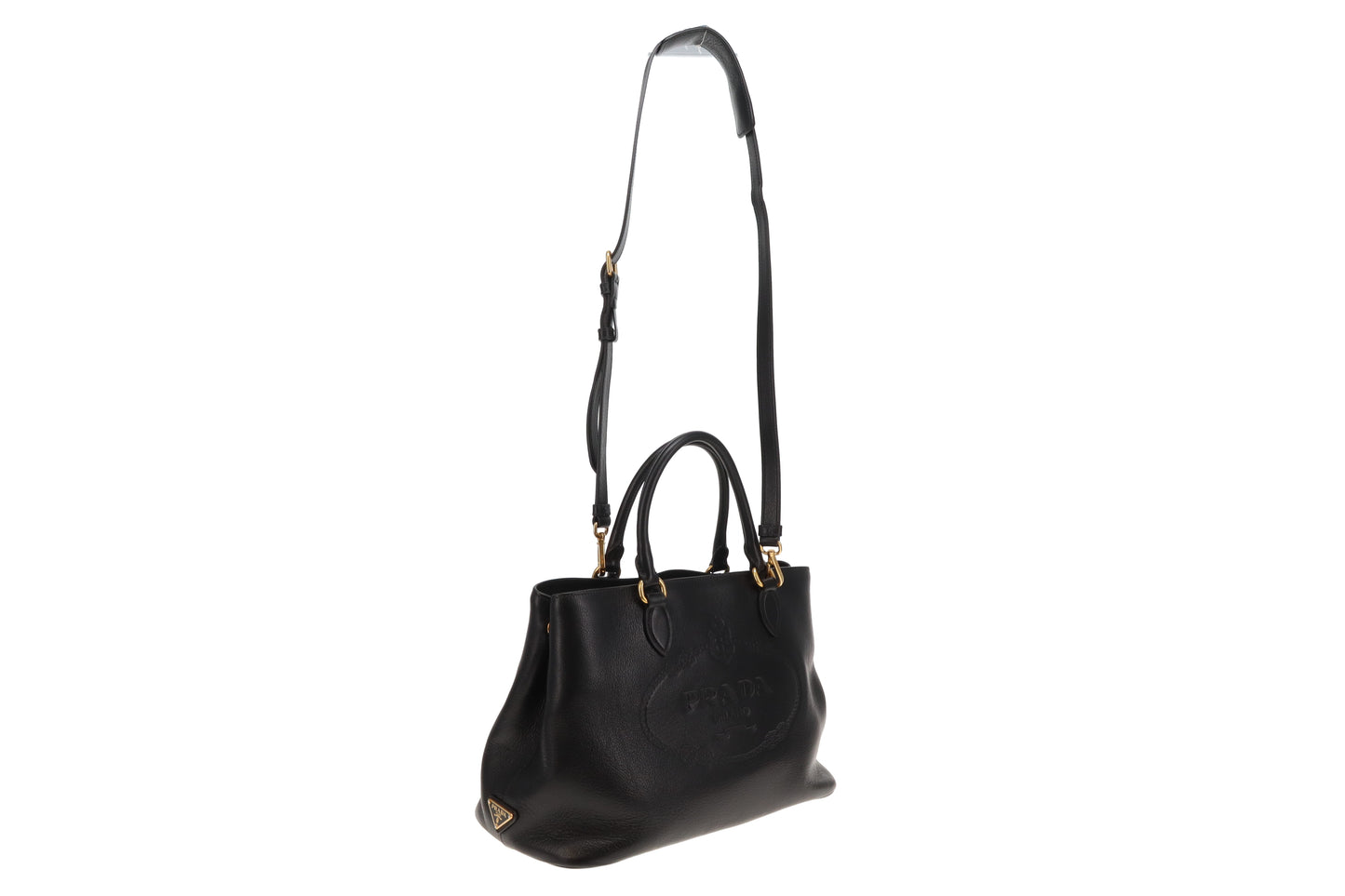 Prada Logo Glace'Calf Tote With Shoulder Strap