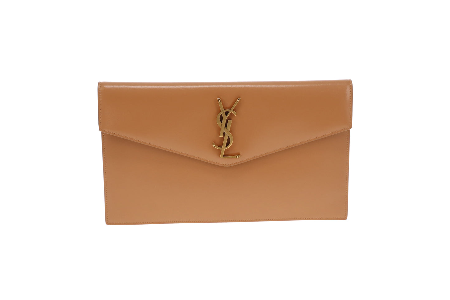 Saint Laurent Uptown Pouch Camel Smooth Leather GHW
