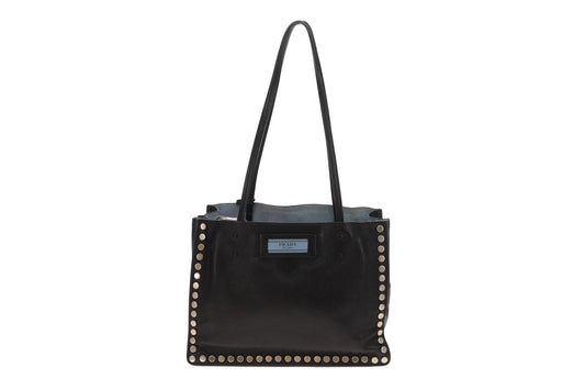 Prada Etiquette Tote Studded Small Black