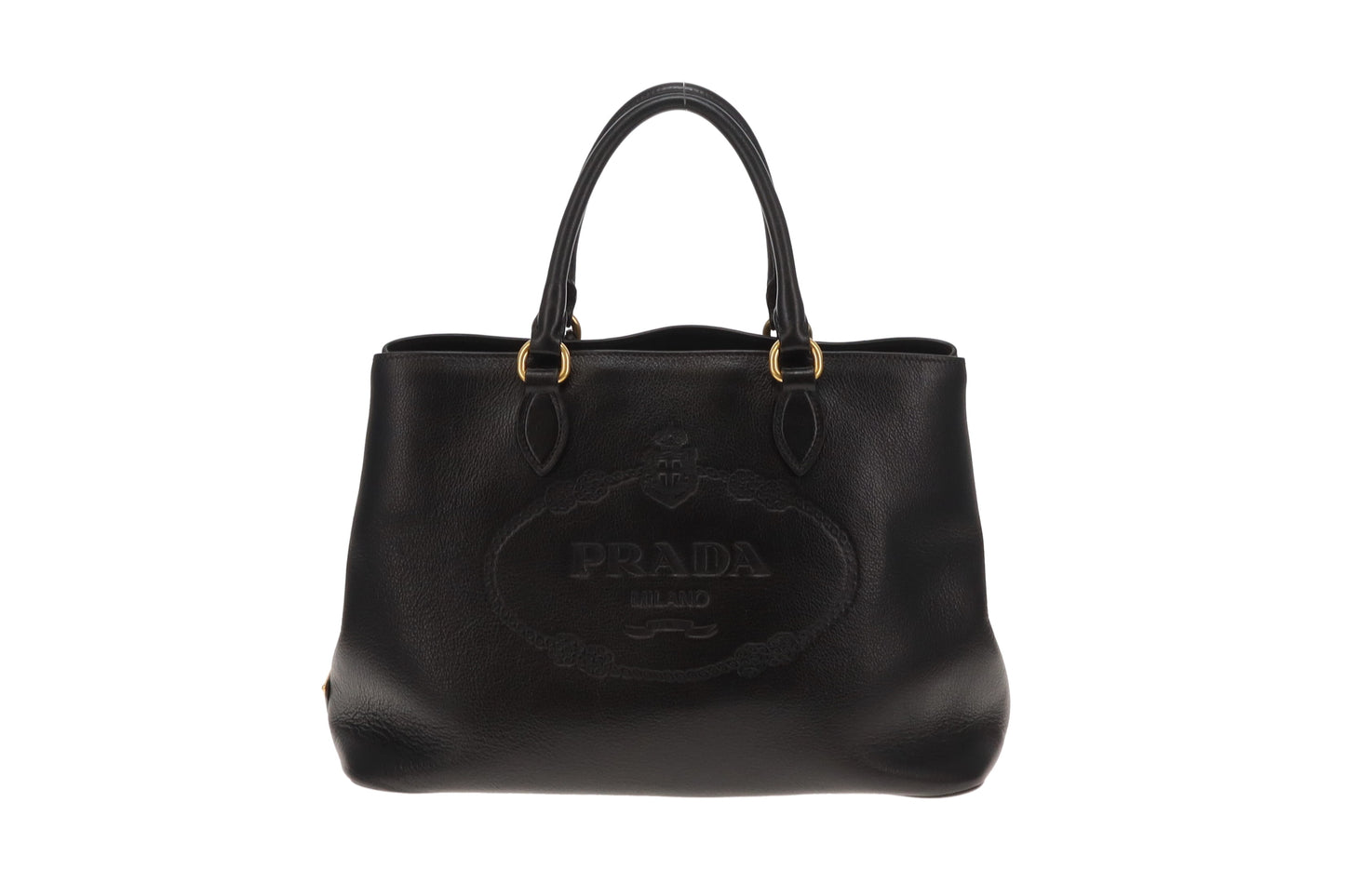 Prada Logo Glace'Calf Tote With Shoulder Strap