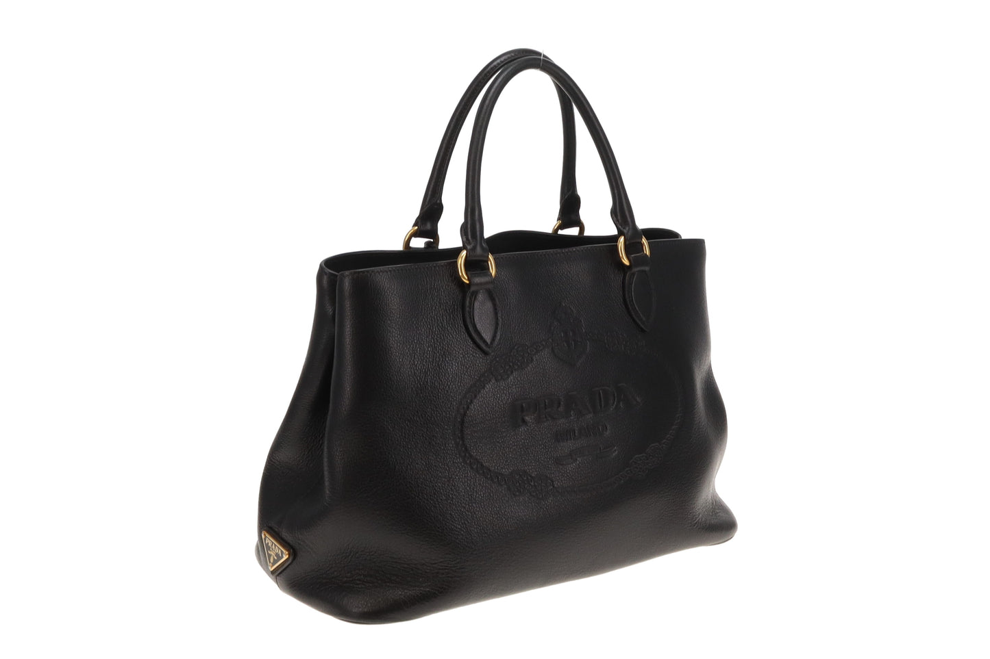 Prada Logo Glace'Calf Tote With Shoulder Strap