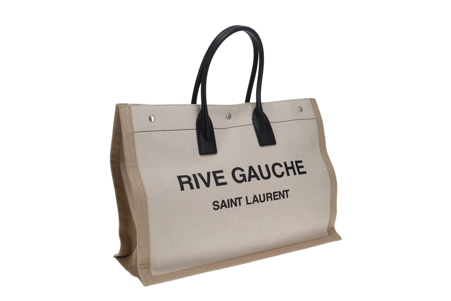 Saint Laurent Rive Gauche Large Tote In Printed Canvas & Leather