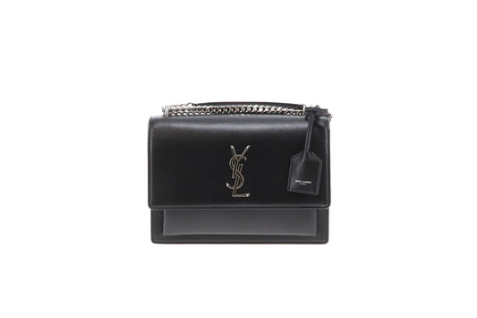 Saint Laurent Sunset Medium Black Leather SHW 2024