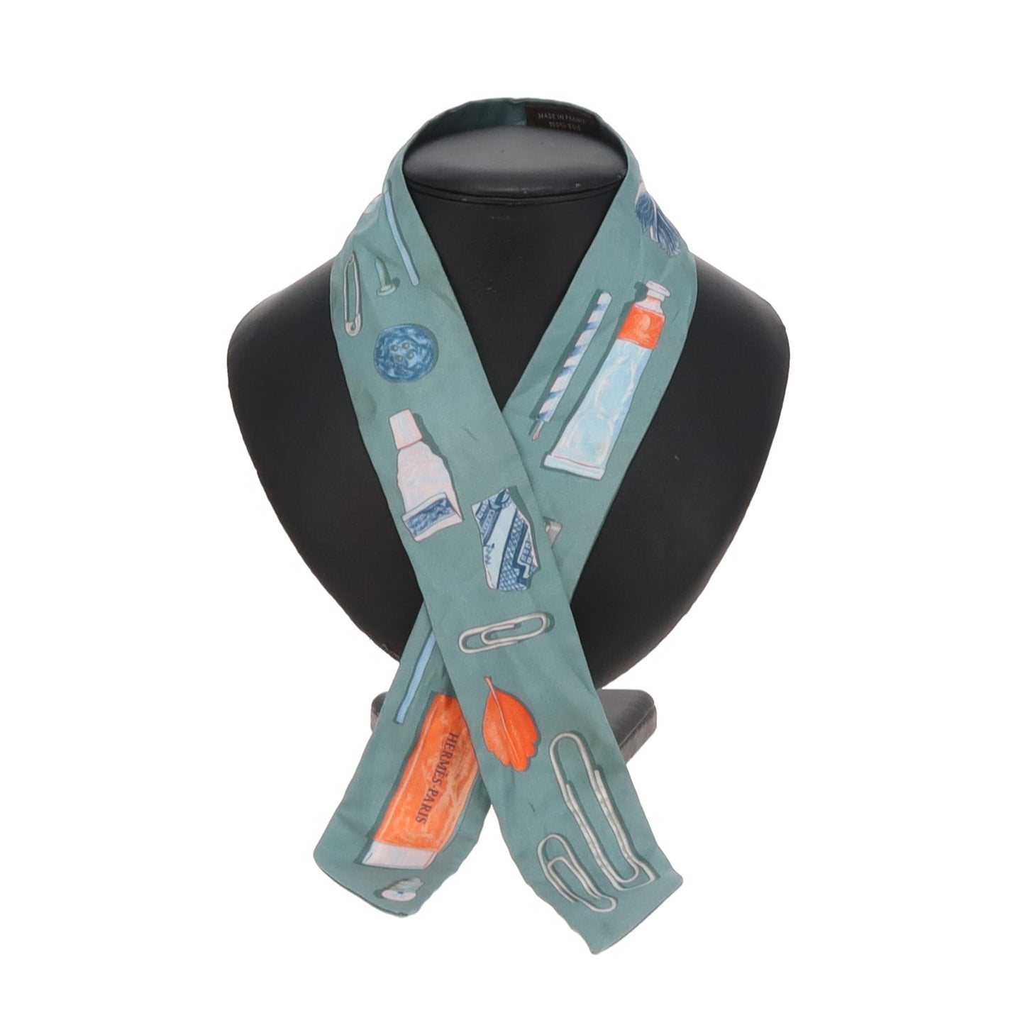 Hermes In The Pocket Twilly Vert-de-gris / Bleu Ciel / Abricot
