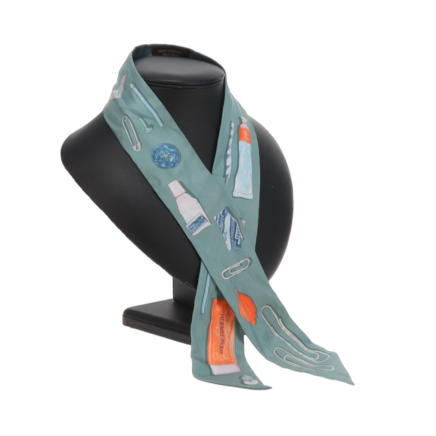 Hermes In The Pocket Twilly Vert-de-gris / Bleu Ciel / Abricot
