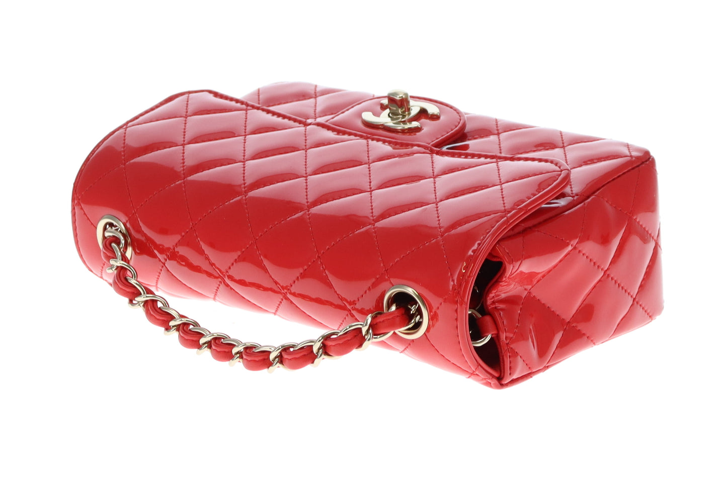 Chanel Mini Rectangle Flap Bag Red Patent GHW 2019