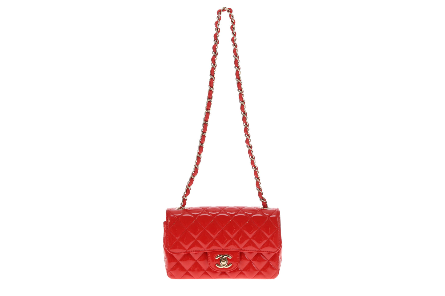 Chanel Mini Rectangle Flap Bag Red Patent GHW 2019