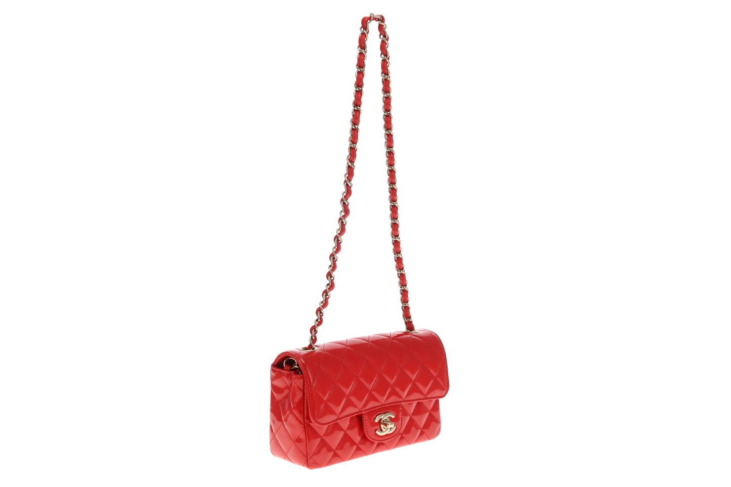 Chanel Mini Rectangle Flap Bag Red Patent GHW 2019