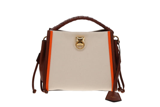 Mulberry Iris Small Ecru Canvas with Brown and Orange Trim