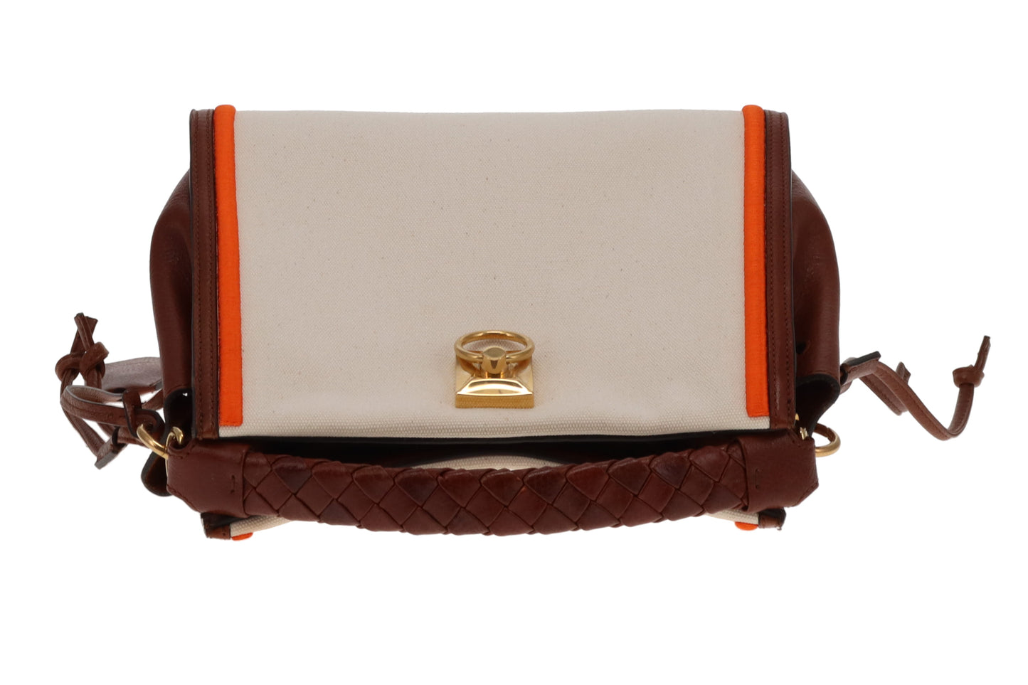 Mulberry Iris Small Ecru Canvas with Brown and Orange Trim