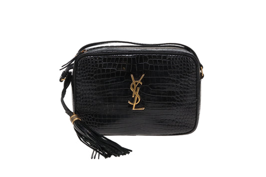 Saint Laurent Lou Camera Bag Black Croc Embossed GHW 2022