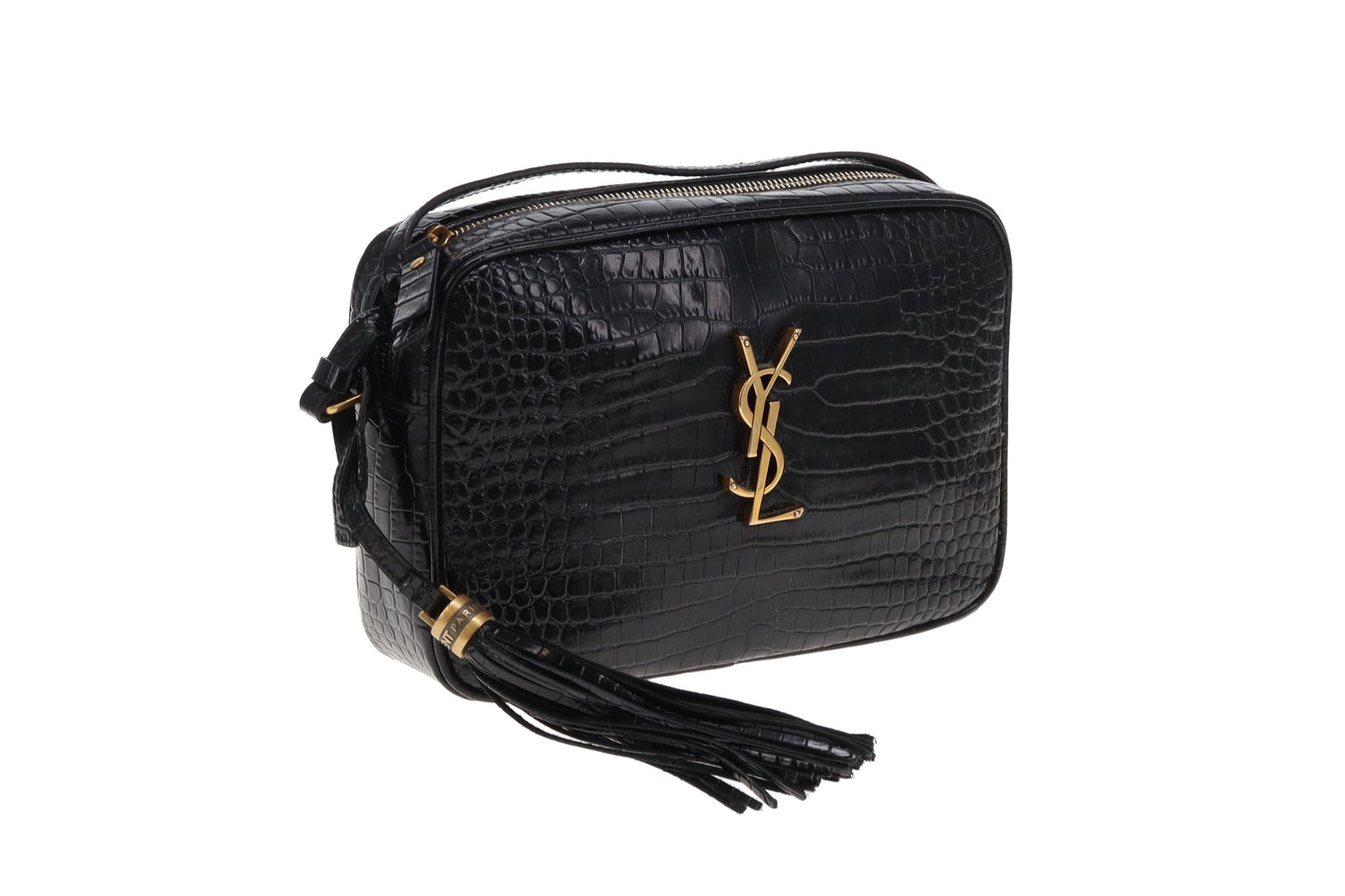 Saint Laurent Lou Camera Bag Black Croc Embossed GHW 2022