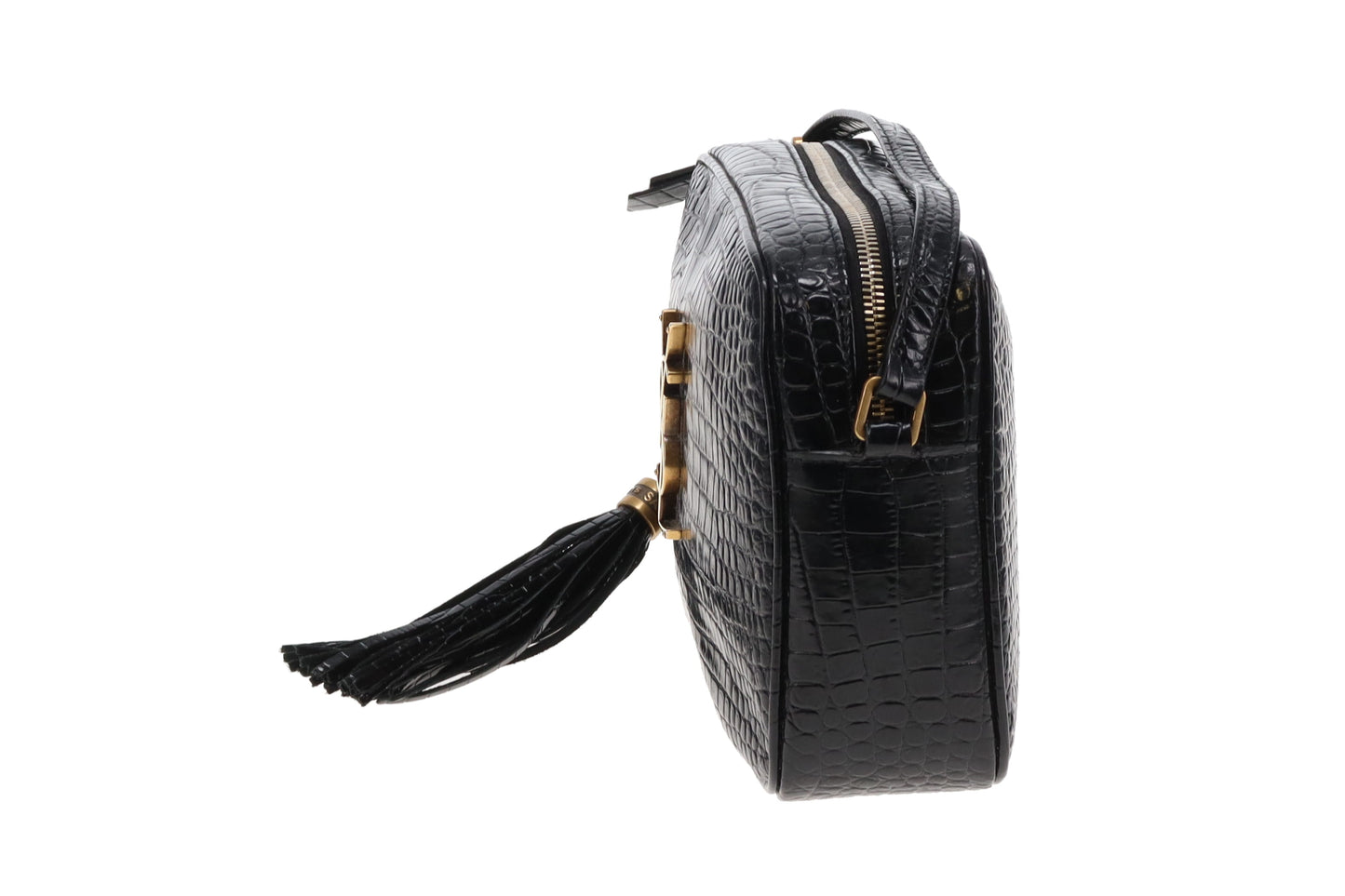 Saint Laurent Lou Camera Bag Black Croc Embossed GHW 2022