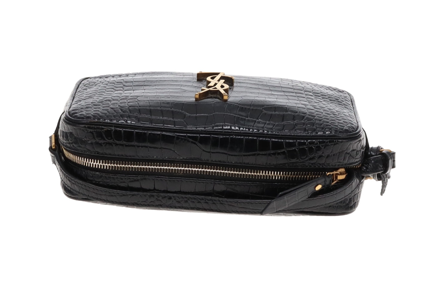 Saint Laurent Lou Camera Bag Black Croc Embossed GHW 2022