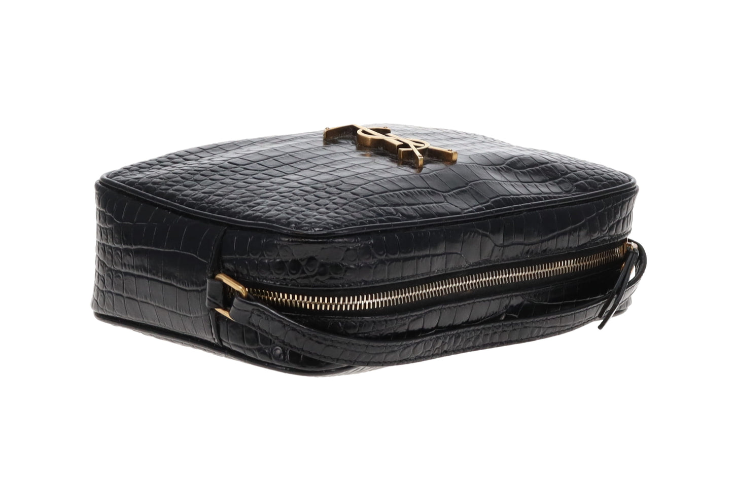 Saint Laurent Lou Camera Bag Black Croc Embossed GHW 2022